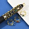 316 Stainless Steel with Natural Mixed Gemstone Cuff Rings RJEW-Z098-01G-01-1