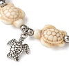 2Pcs 2 Colors Starfish & Turtle Dyed Synthetic Turquoise Beaded Stretch Bracelet Sets BJEW-JB10925-4