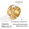 304 Stainless Steel with Imitation Pearls Open Cuff Rings for Women WF0068-6