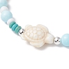 3Pcs Dyed Synthetic Turquoise & Natural Howlite Beads Bracelets for Women BJEW-JB11794-5