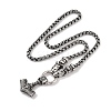 304 Stainless Steel Wolf Head King Box Chain Viking Mjolnir Thor Hammer Pendant Necklaces for Men NJEW-K278-01AS-2