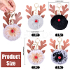 4Pcs 4 Colors Christmas Deer Antler Pom-Pom Keychains KEYC-CL0001-25-2