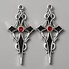 Siam Rhinestone Cross Pendant with Black Enamel ENAM-WH0001-06AS-02-1