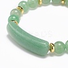 Natural Green Aventurine Rectangle Beaded Stretch Bracelet BJEW-JB08982-01-4