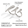 304 Stainless Steel Claw Cuff Open Rings for Women TP8558-2-1