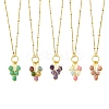 Natural Mixed Gemstone Faceted Cube Beaded Tassel Pendant 304 Stainless Steel Satellite Chain Necklaces for Women NJEW-JN06447-2