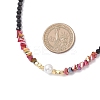 Shell Pearl & Faceted Round Black Glass Beaded Necklaces NJEW-JN05455-3