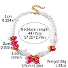 CCB Plastic Bowknot  Heart & Round Imitation Pearl Beaded Necklaces with Alloy Clasps for Women FS-WGB3FE7-02-1