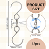 12Pcs 201 Stainless Steel Swivel S Hooks FIND-FG0003-65-2