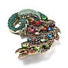 Peacock Alloy Rhinestone Brooch for Backpack Clothes JEWB-P046-04AG-3