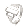 Non-Tarnish Hollow Rectangle 304 Stainless Steel Adjustable Rings for Women LS-RJEW-N048-01P-1
