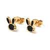 Ion Plating(IP) Enamel Rabbit Stud Earrings with 316 Surgical Stainless Steel Pins EJEW-A081-03G-2