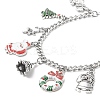 Christmas Tree & Deer & Wreath & Santa Claus Alloy Enamel Charm Bracelet BJEW-TA00252-4