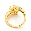 Brass Micro Pave Clear Cubic Zirconia Heart Open Cuff Rings for Women RJEW-L121-040G-3