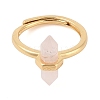 Double Pointed Hexagonal Prism Natural Rose Quartz Adjustable Rings for Women RJEW-G327-01G-04-2
