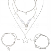 Zinc Alloy Star Pendant Layered Necklaces & Multi-strand Bracelets for Women SJEW-SC0001-03-1