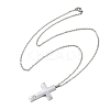 304 Stainless Steel Pave Clear Cubic Zirconia Cross Pendant Pet Urn Ashes Necklaces NJEW-S455-07P-4