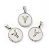 304 Stainless Steel with White Shell Pendants STAS-G268-01Y-P-1