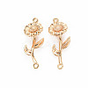Brass Birth Flower Connector Charms KK-S364-231-1