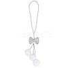 Polyester Ball & Rhinestone Bowkont Pendant Decorations HJEW-WH20009-02A-1