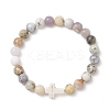 Natural African Opal & Synthetic Turquoise Beaded Stretch Bracelets for Women Men BJEW-JB13313-2