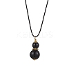 Natural Black Onyx(Dyed & Heated) Gourd Pendant Necklaces NJEW-JN05246-01-2