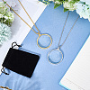 2Pcs 2 Colors Flat Round Glass Magnifying Pendant Necklaces NJEW-SP0001-02-3