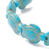 Dyed Synthetic Turquoise Tortoise Beaded Stretch Bracelet for Kids BJEW-JB09389-02-2