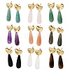 Natural Mixed Stone Teardrop Dangle Stud Earrings EJEW-P320-01G-M-2