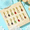 12Pcs 6 Colors Teardrop Brass Glass Pendant Decorations HJEW-JM02738-2