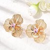 Flower Brass Micro Pave Cubic Zirconia Stud Earrings EJEW-F391-07G-03-2
