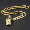 Rectangle with Letter Pattern 304 Stainless Steel Pendant Necklaces FS-WGFC766-09-2