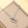 Stainless Steel Paperclip Chain Initial Necklaces with OT Clasps WGD6039-07-1