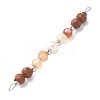 Faceted Round Natural Mixed Gemstone & Potato Natural Cultured Freshwater Pearl Beaded Connector Charms PALLOY-JF03532-4