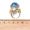 Half Round Natural Dyed Jade Cubic Zirconia Cuff Rings RJEW-M076-01G-04-3