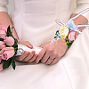 2Pcs 2 Style Silk Cloth & Plastic Imitation Flower Wrist Corsage & Corsage Boutonniere AJEW-CP0007-26B-6