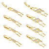 8Pcs 2 Styles Rack Plating Brass Micro Pave Clear Cubic Zirconia Watch Band Clasps ZIRC-ME0001-03-1