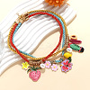 3Pcs 3 Styles Alloy Enamel Strawberry Cactus Flower Pendant Cotton Cord Necklaces for Women NJEW-F357-02KCG-2