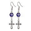 Alloy Cross Dangle Earrings with 304 Stainless Steel Pins EJEW-JE05440-3