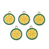 Light Gold Tone Alloy Enamel Pendants ENAM-F145-02G-01-3