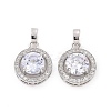 Brass Micro Pave Clear Cubic Zirconia Pendants KK-E068-VC440-2