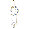 Nuggets Natural Quartz & Brass Moon Hanging Suncatchers HJEW-JM04253-04-2