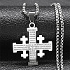 304 Stainless Steel Jerusalem Cross Pendant Box Chain Necklaces LS-NJEW-NH0003-01P-1