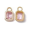 Pink Glass Rectangle Pendants KK-I696-10G-05-1