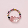 Adjustable Natural Multicolor Tourmaline Bead Finger Rings FS-WGFFDB9-01-1