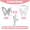 6Pcs 1-Hole Zinc Alloy Crystal Rhinestone Shank Buttons BUTT-DC0001-09-2
