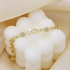 Brass Micro Pave Clear Cubic Zirconia Link Chain Bracelets for Women BJEW-P366-02C-G-2