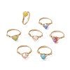 7Pcs 7 Colors Glass Finger Rings RJEW-JR00926-01-2