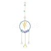 Teardrop Flower Glass & Acrylic Beads Suncatcher with 201 Stainless Steel Fairy Pendants HJEW-JM04988-02-1