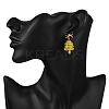 Christmas Bell Brass Dangle Stud Earrings EJEW-MZ00495-03-3